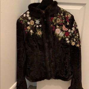 Valentino fur coat with embroidery